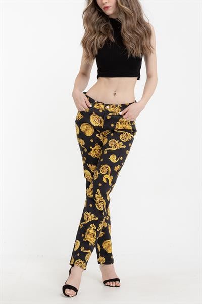 Versace Jeans Couture  Bull Print Gioielli Desenli Skinny Kadın  Pantolon