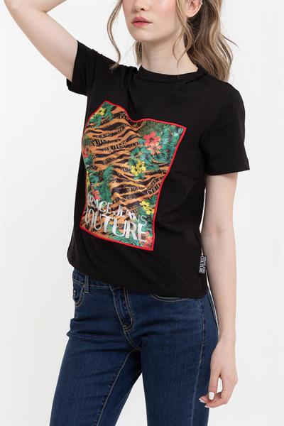 Versace Jeans Couture  Desenli %100 Pamuklu Kadın T-Shirt