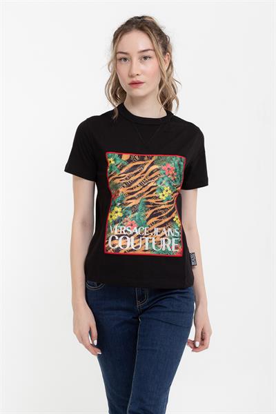 Versace Jeans Couture  Desenli %100 Pamuklu Kadın T-Shirt