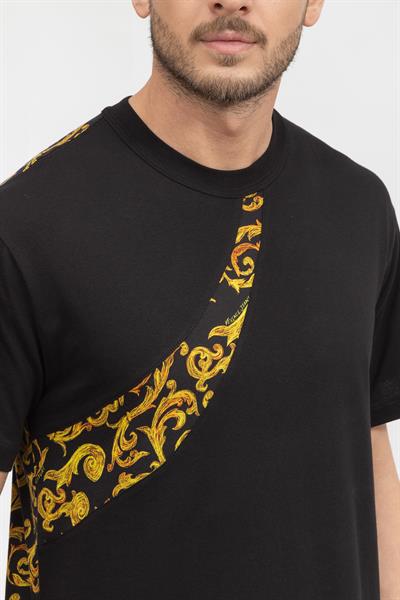Versace Jeans Couture Erkek Bisiklet Yaka T-Shirt Siyah