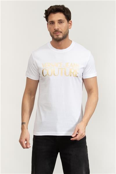 Versace Jeans Couture Erkek Bisiklet Yaka T-Shirt Beyaz