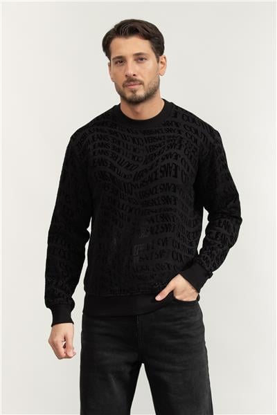 Versace Jeans Couture Fleece Flock Liquify Erkek Bisiklet Yaka Sweatshirt