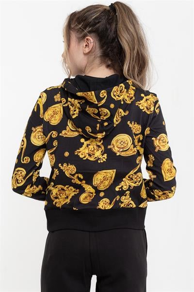 Versace Jeans Couture Fleece Print Gioielli Kapüşonlu Kadın Sweatshirt
