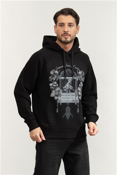 Versace Jeans Couture Heavy Fleece Not Brushed Erkek Kapüşonlu Sweatshirt