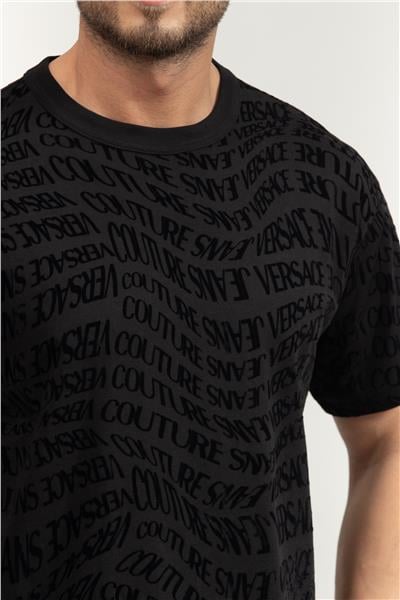 Versace Jeans Couture Jer Cot Flock Liquify Erkek Bisiklet Yaka T-Shirt