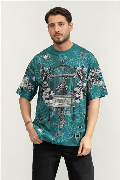 Versace Jeans Couture Jer Pan Cab Couriosite Erkek Bisiklet Yaka T-Shirt