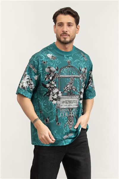 Versace Jeans Couture Jer Pan Cab Couriosite Erkek Bisiklet Yaka T-Shirt