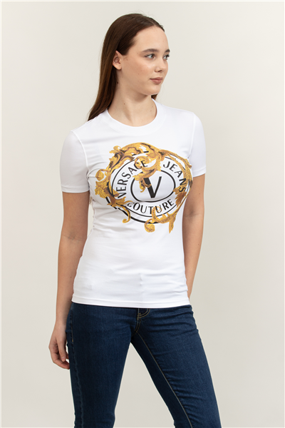 Versace Jeans Couture Jersey Stretch Kadın Bisiklet Yaka T-Shirt
