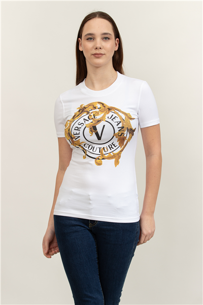 Versace Jeans Couture Jersey Stretch Kadın Bisiklet Yaka T-Shirt