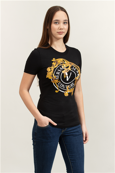 Versace Jeans Couture Jersey Stretch Kadın Bisiklet Yaka T-Shirt