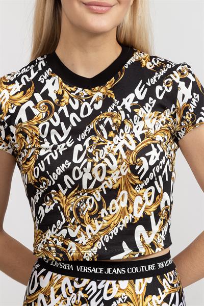 Versace Jeans Couture Kadın Bisiklet Yaka T-Shirt Siyah