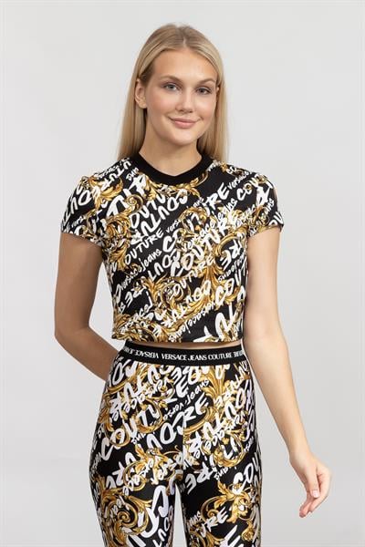 Versace Jeans Couture Kadın Bisiklet Yaka T-Shirt Siyah
