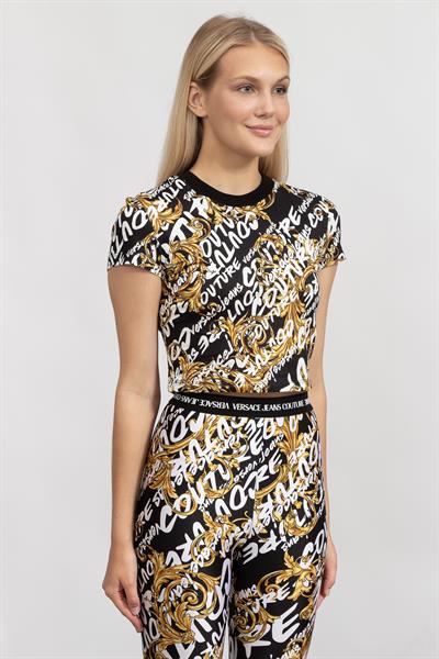 Versace Jeans Couture Kadın Bisiklet Yaka T-Shirt Siyah