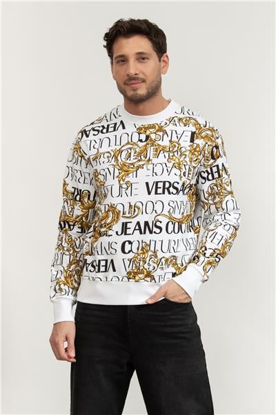 Versace Jeans Couture R Print Logo Baroque Erkek Bisiklet Yaka Sweatshirt