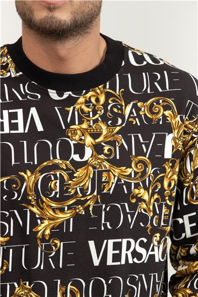 Versace Jeans Couture R Print Logo Baroque Erkek Bisiklet Yaka Sweatshirt