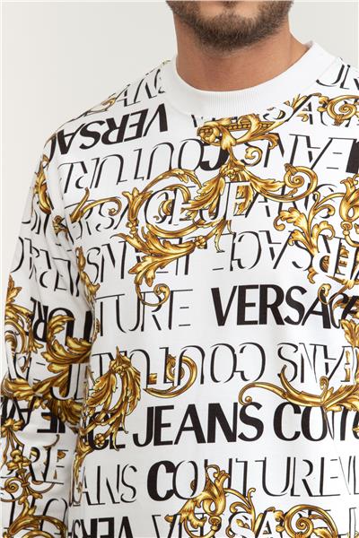 Versace Jeans Couture R Print Logo Baroque Erkek Bisiklet Yaka Sweatshirt