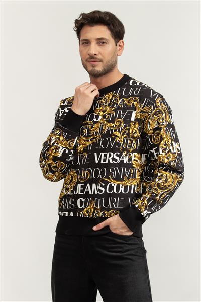 Versace Jeans Couture R Print Logo Baroque Erkek Bisiklet Yaka Sweatshirt
