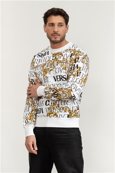 Versace Jeans Couture R Print Logo Baroque Erkek Bisiklet Yaka Sweatshirt