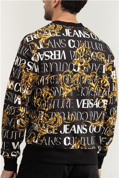 Versace Jeans Couture R Print Logo Baroque Erkek Bisiklet Yaka Sweatshirt