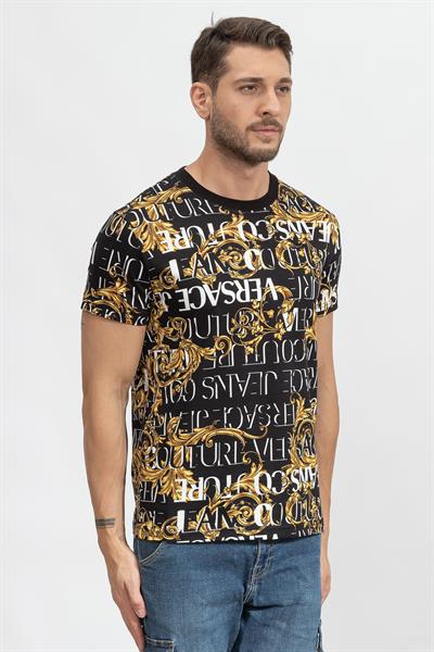 Versace Jeans Couture S Print Logo Baroque Erkek Bisiklet Yaka T-Shirt