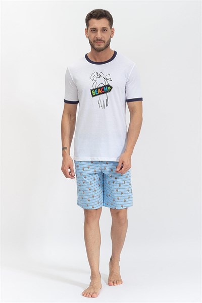 You 365 Crew Neck Pajamas S/P S/S Erkek Pijama Takımı Beyaz