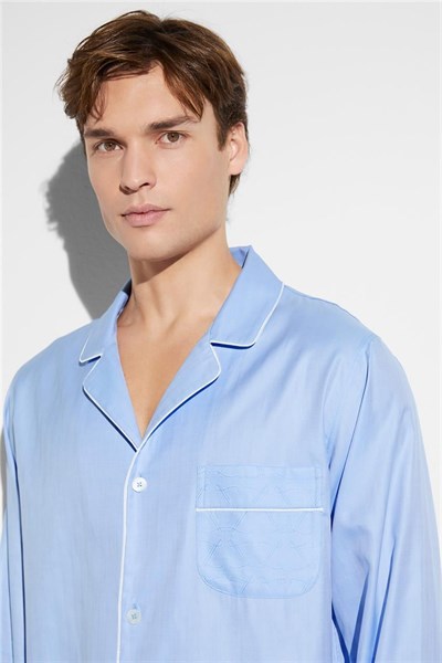 Zimmerli Luxury Jacquard Erkek Pijama Takımı Mavi