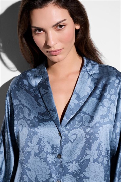 Zimmerli Luxury Silk Kadın Pijama Üstü Mavi