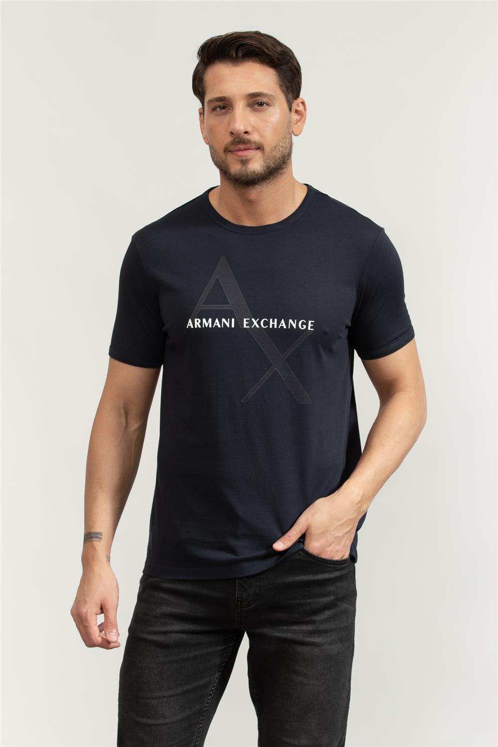 Armani Exchange Erkek Bisiklet Yaka T-Shirt Lacivert