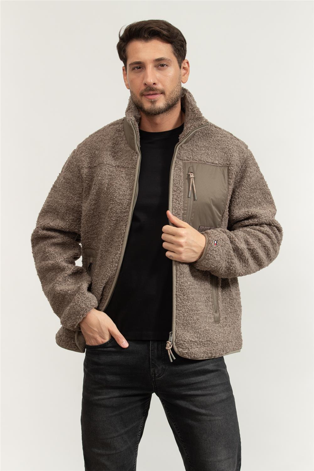 ウェア teddy Tommy Hilfiger Teddy Fleece Zip Through Erkek Mont Bej