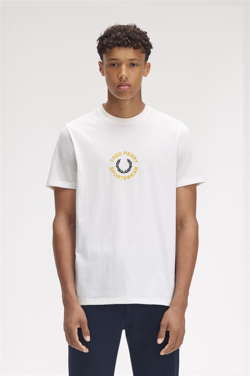 Fred Perry Erkek Bisiklet Yaka T-Shirt Beyaz