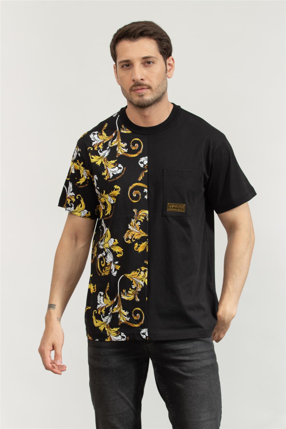 Versace Jeans Couture Erkek Bisiklet Yaka T-Shirt Siyah