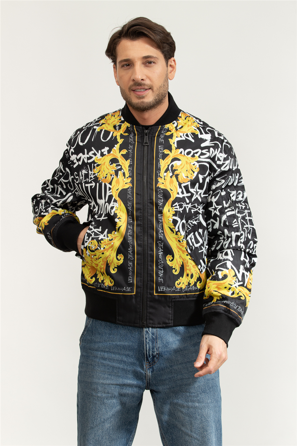 VERSACE JEANS COUTURE オーバーサイズプルオーバーM Versace Jeans Couture Erkek Mont Siyah