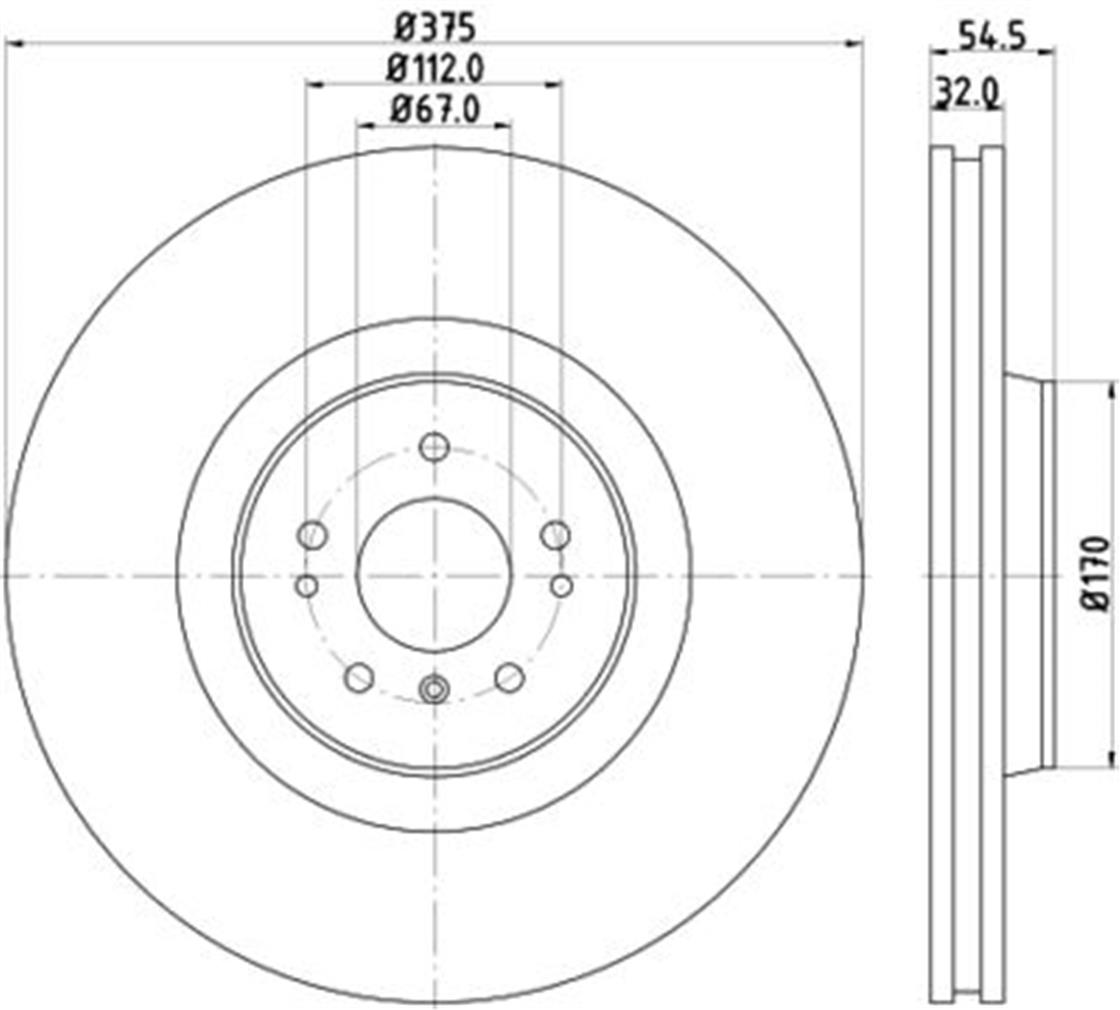 8DD 355 128-941MB DISK 164 - 251 ON - MERCEDES - OEM 164 421 06 12HELLA PAGID