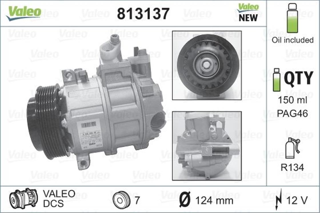 813137MB KLIMA KOMPRESSÖRÜ 204-203-212  271 M. - MERCEDES - OEM 000 230 62 11.VALEO