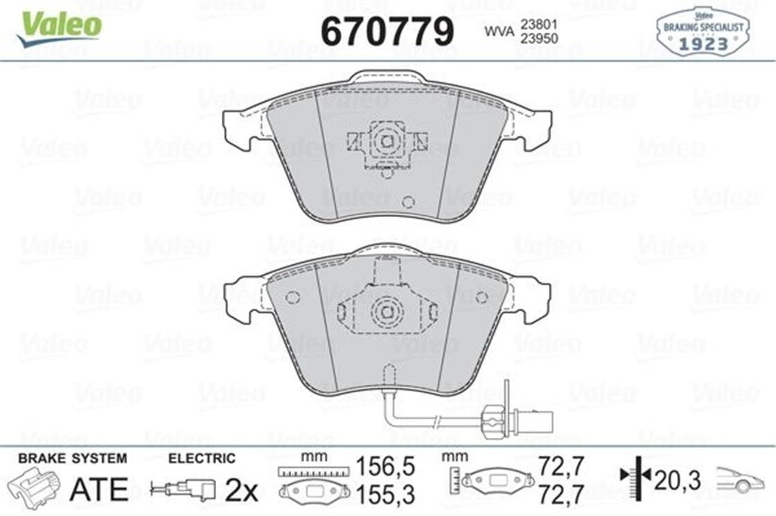 670779VW BALATA A6-A4 ON 2005 - VW - OEM 2376302...VALEO