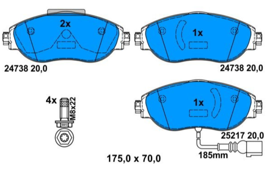 13.0460-2764.2VW BALATA GOLF 7-A3-LEON-PASSATB8-CADDY BÜYÜK - VW - OEM 7N0 698 151 A.ATE