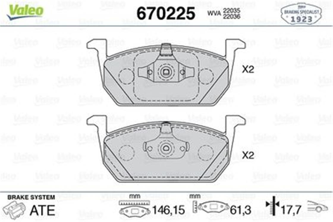 670225VW BALATA POLO ON 2017  - VW - OEM 2Q0 698 151 B..VALEO