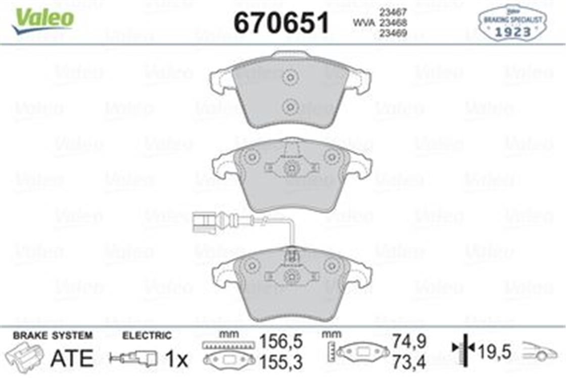 670651VW BALATA T5 ÖN - VW - OEM 7H0 698 151...VALEO
