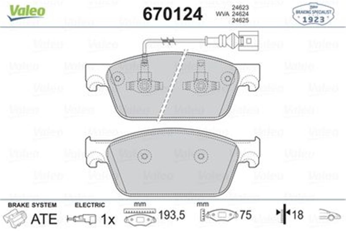 670124VW BALATA T6 ÖN - VW - OEM 7E0 698 151..VALEO