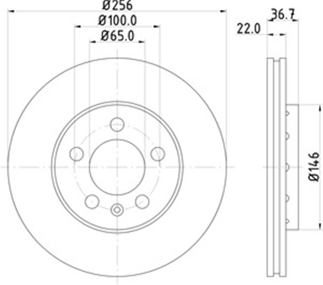 8DD 355 105-361VW DISK GOLF 4 ON 1.6 KUCUK TIP 25,6 CM - VW - OEM 1J0 615 301 D .HELLA PAGID
