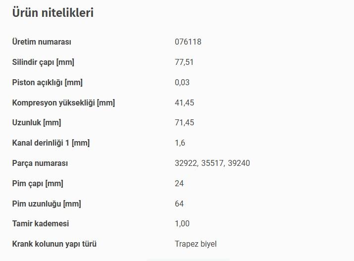 VW PİSTON 1.6 TD 77,51 MM. - VW - OEM 029 79 03