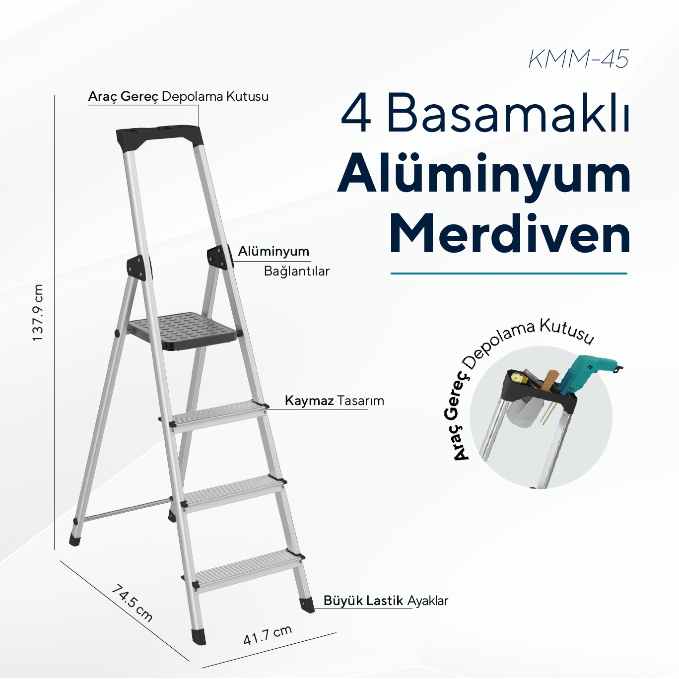 Kumtel 3+1 Basamaklı Merdiven KMM-45