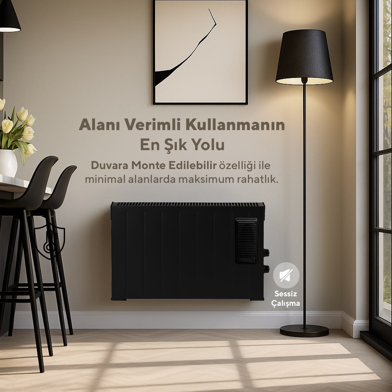 Kumtel 2500 W 3 Kademeli Termostatlı Fanlı Siyah Konvektör Isıtıcı HC-2952