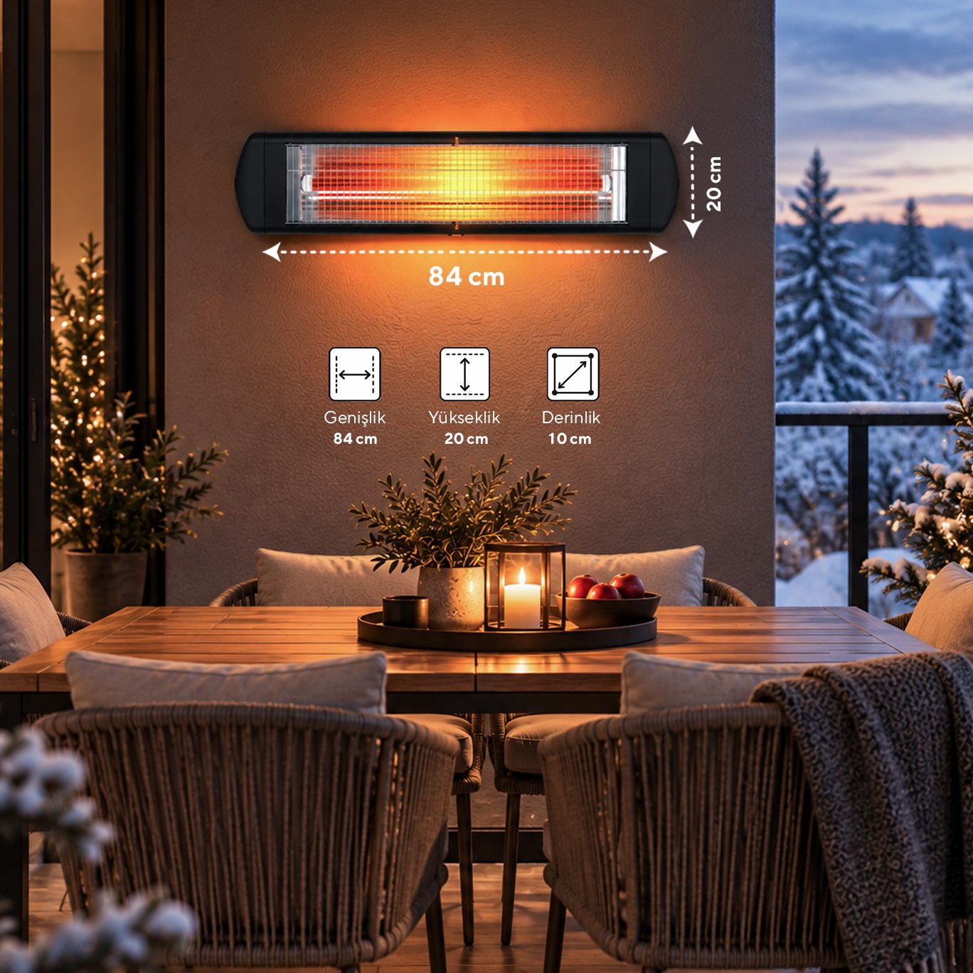 Kumtel 2500 W Termostatlı Duvar Tipi Infrared Elektrikli Isıtıcı EX-25