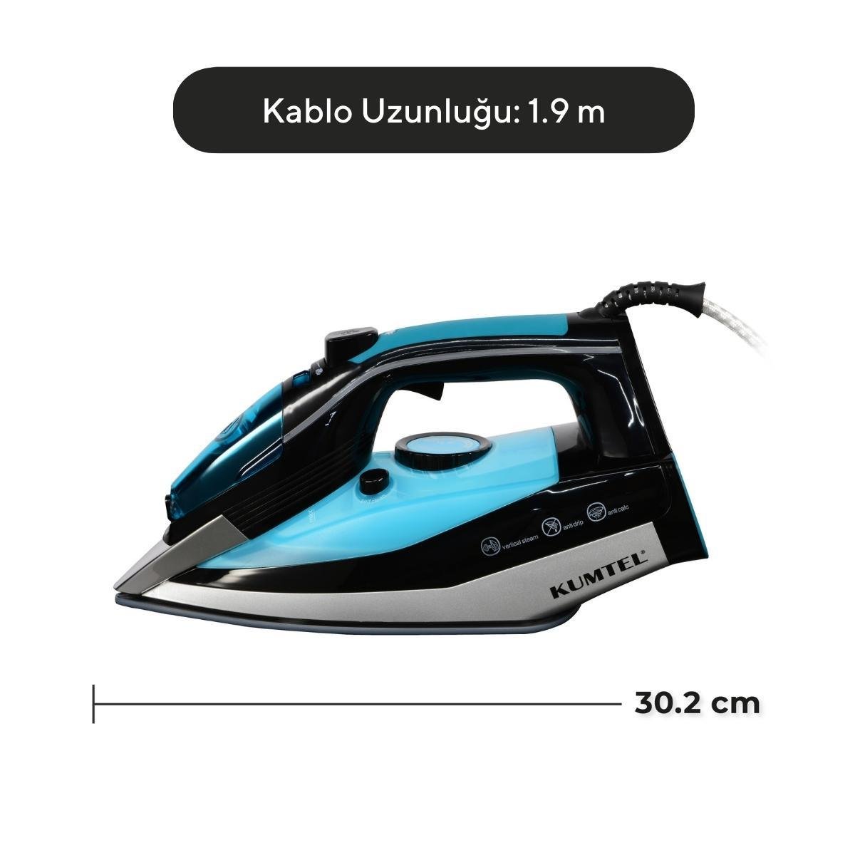 Kumtel 2500 Watt Seramik Mavi Buharlı Ütü HMU-02