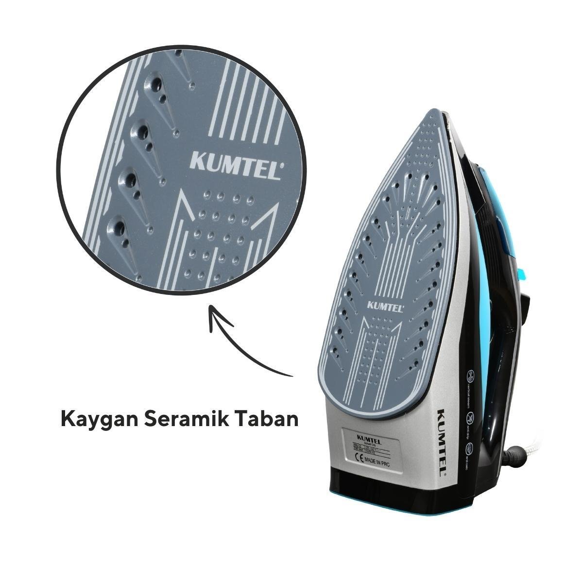 Kumtel 2500 Watt Seramik Mavi Buharlı Ütü HMU-02