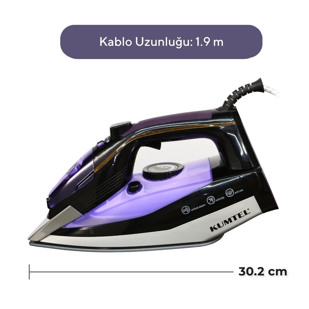 Kumtel 2500 Watt Seramik Mor Buharlı Ütü HMU-01