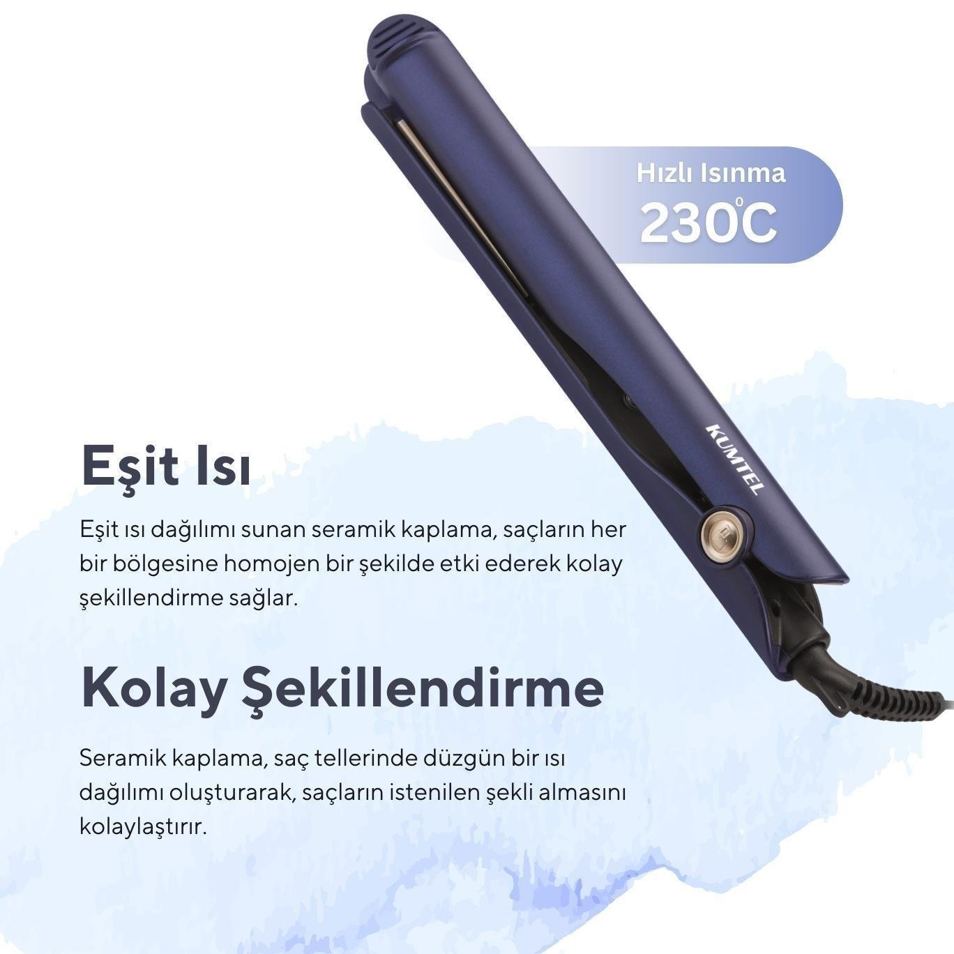 Kumtel 2in1 Seramik Saç Düzleştirici HTHS-02