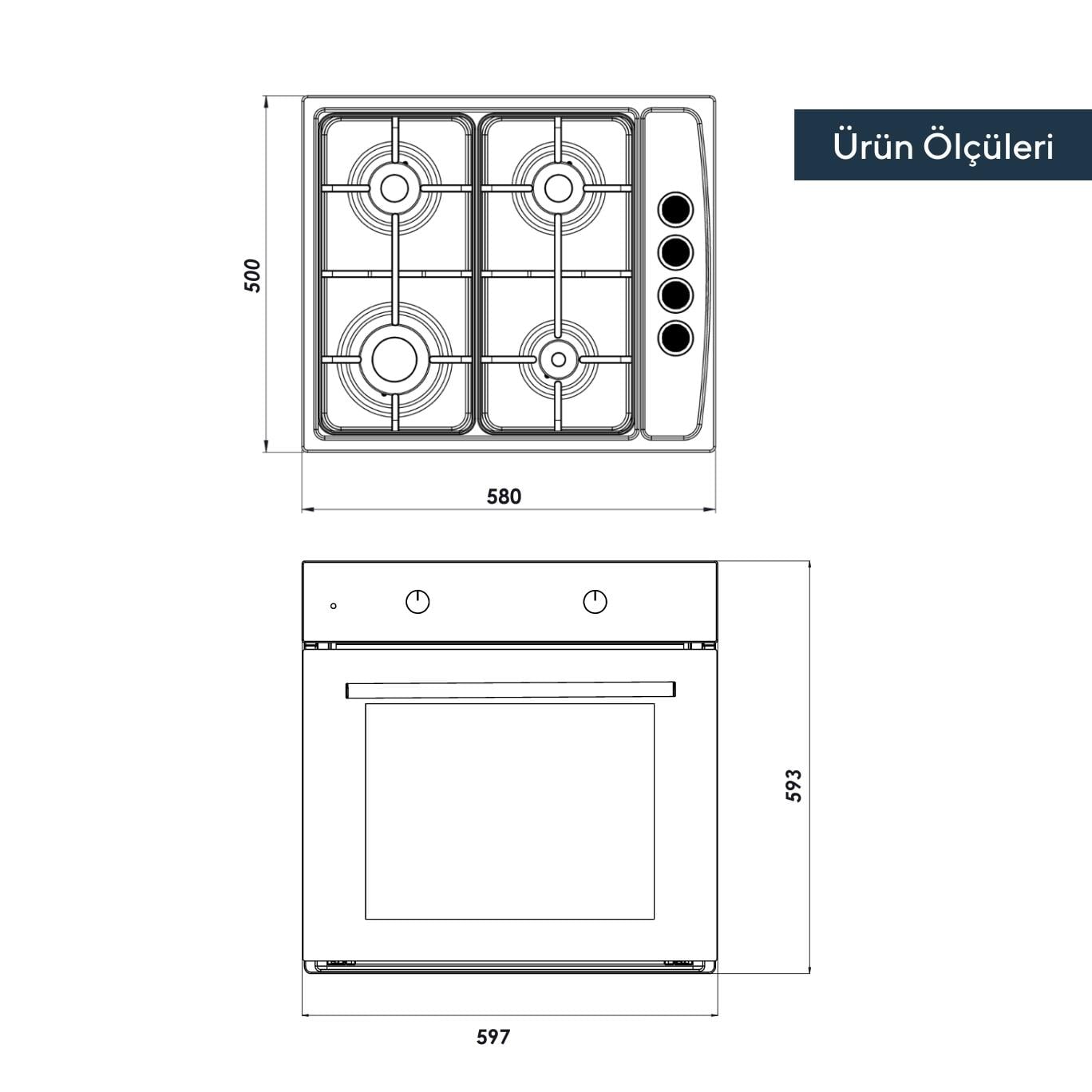 Kumtel 2li Inox Ankastre Set (Fırın-Ocak)