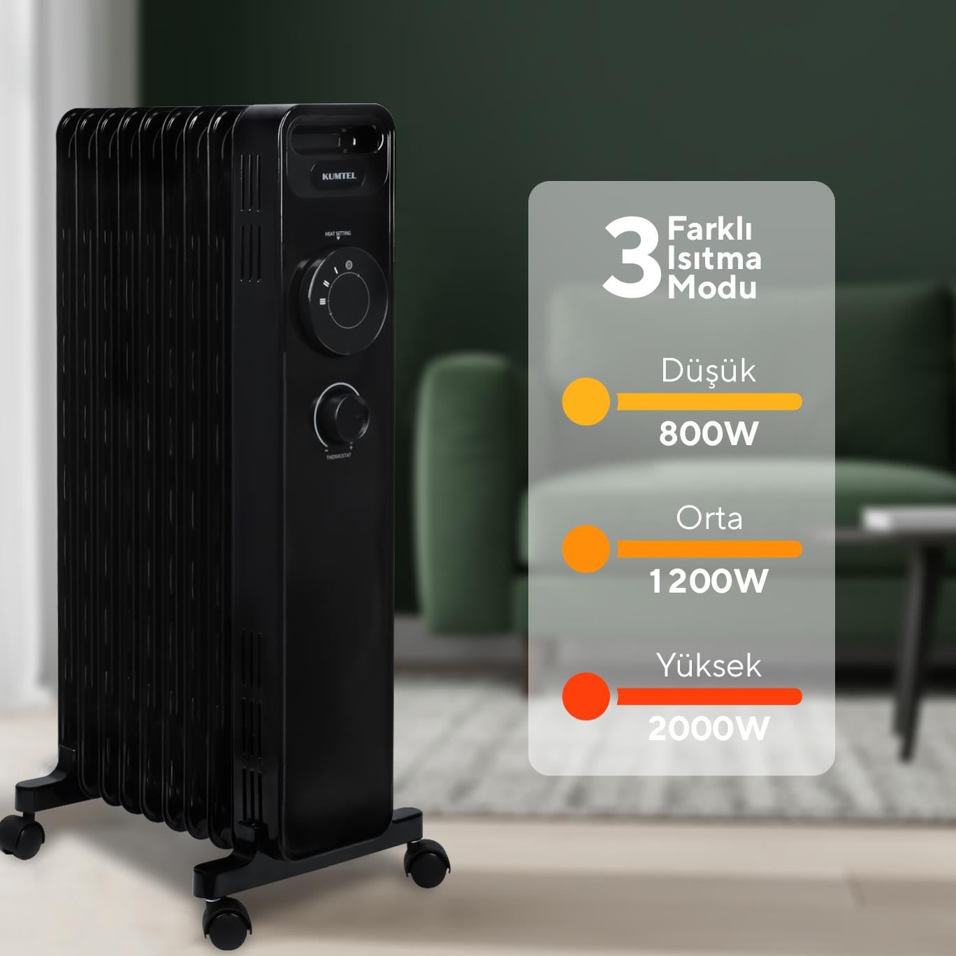 Kumtel 9 Dilim Siyah Radyatör Kum-1225S